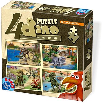 D-Toys Puzzle Dinosauři 4v1 (12,24,35,48 dílků)