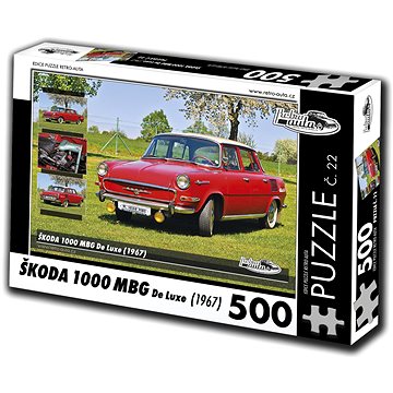 Retro-auta Puzzle č. 22 Škoda 1000 MBG De Luxe (1967) 500 dílků