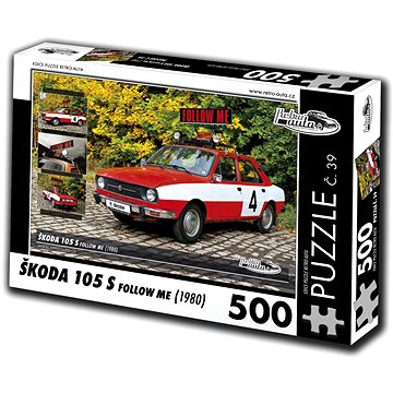 Retro-auta Puzzle č. 39 Škoda 105 S Follow Me (1980) 500 dílků