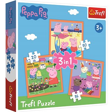 Trefl Puzzle Prasátko Peppa: Úžasné nápady 3v1 (20,36,50 dílků)