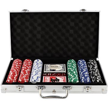 E-shop Teddies Poker Set 300 Stück + Karten + Würfel im Aluminiumkoffer