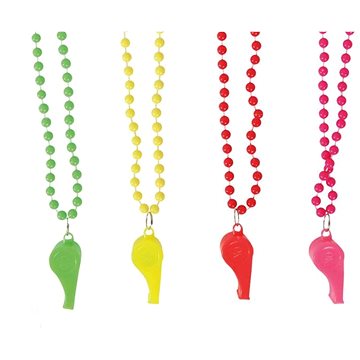 GUIRCA Retro neonové náhrdelníky s píšťalkou 4 ks