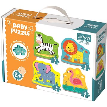 Trefl Baby puzzle Zvířata na safari 4v1 (3,4,5,6 dílků)