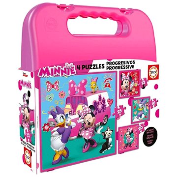 Educa Puzzle v kufříku Minnie a Daisy 4v1 (12,16,20,25 dílků)