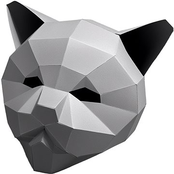 PolyPaper - 3D Papírová maska - Kočka šedá