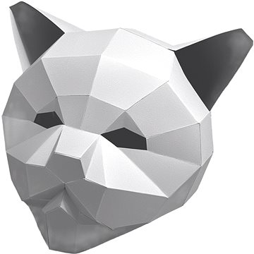 PolyPaper - 3D Papírová maska - Kočka bílá