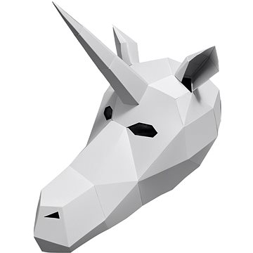 PolyPaper - 3D Papírová maska - Jednorožec bílá