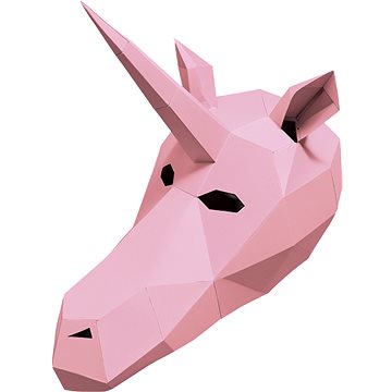 PolyPaper - 3D Papírová maska - Jednorožec růžová