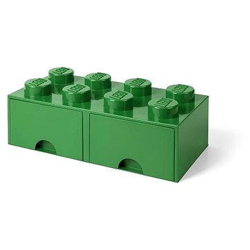 LEGO úložný box 8 s šuplíky - tmavě zelená
