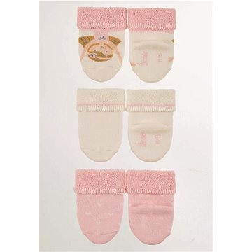 Sterntaler kojenecké, 3 páry, froté, manžetka, krémové, růžové, baletka, srdíčka 8302222
