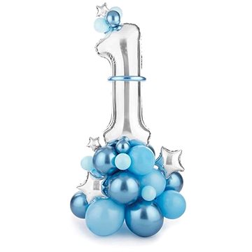 Sada balónků 1. narozeniny kluk - modrá 90 x 140 cm - 45 ks