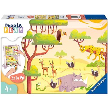 E-shop Ravensburger 055944 Puzzle & Play - Safari-Zeit - 2 x 24 Teile