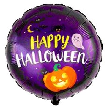 Balónek foliový - Happy Halloween - kulatý - 45 cm