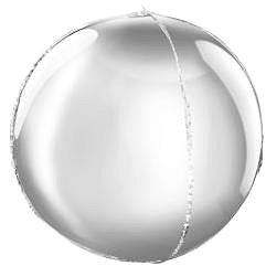Balón foliový kulatý stříbrný 3D - Silvestr - 62 cm