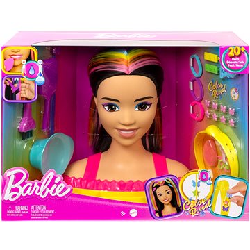 Barbie Neonově Duhová Česací Hlava - Černovláska