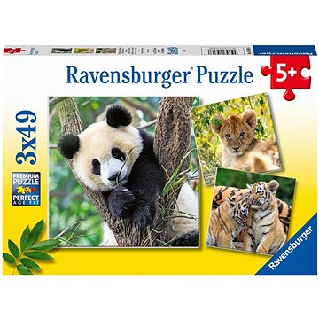 E-shop Ravensburger Puzzle 056668 Panda, Tiger und Löwe 3X49 Teile