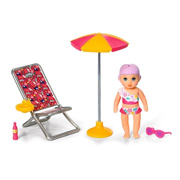 E-shop BABY born Minis-Set mit Liegestuhl, Sonnenschirm und Puppe