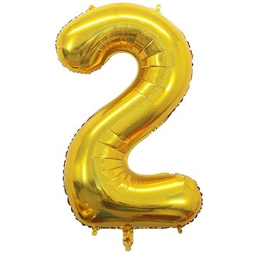 Atomia fóliový balón narozeninové číslo 2, zlatý 82 cm