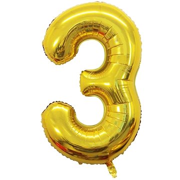 Atomia fóliový balón narozeninové číslo 3, zlatý 82 cm