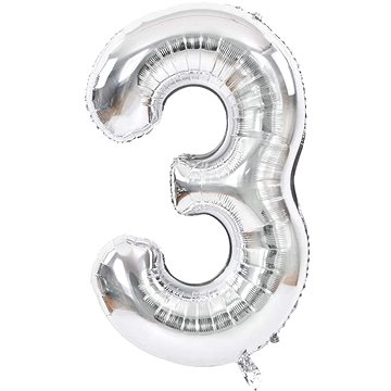 Atomia fóliový balón narozeninové číslo 3, stříbrný 82 cm