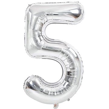 Atomia fóliový balón narozeninové číslo 5, stříbrný 82 cm