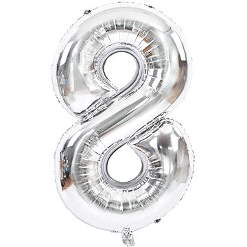Atomia fóliový balón narozeninové číslo 8, stříbrný 82 cm