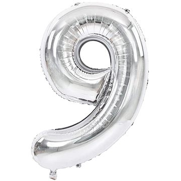 Atomia fóliový balón narozeninové číslo 9, stříbrný 82 cm