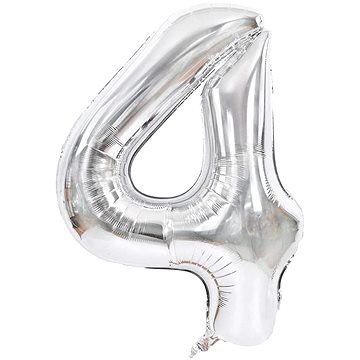 Atomia fóliový balón narozeninové číslo 4, stříbrný 46 cm
