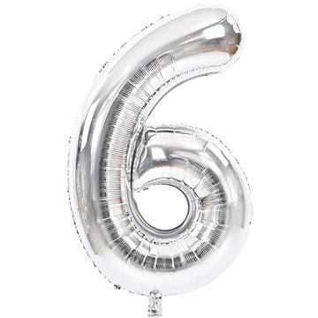 Atomia fóliový balón narozeninové číslo 6, stříbrný 46 cm