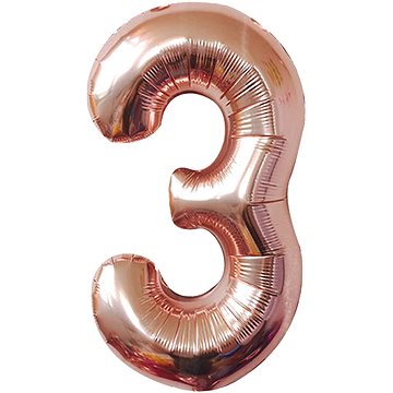 Atomia fóliový balón narozeninové číslo 3, ružovo zlatý 82 cm