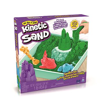 E-shop Kinetic Sand Schachtel mit kinetischem Sand und einer Unterlage in Grün
