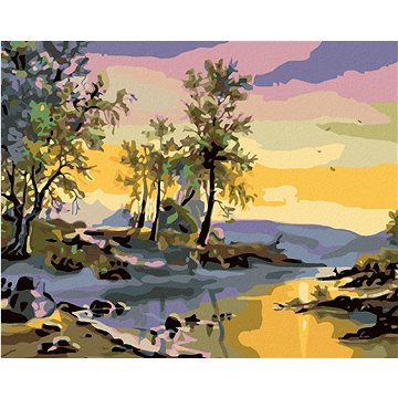 Malování podle čísel - Západ slunce nad řekou