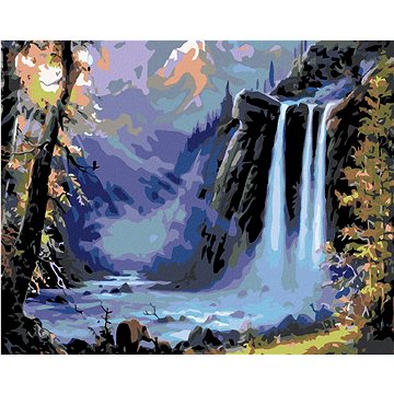 Malování podle čísel - Vodopád při západu slunce