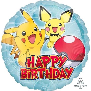 AMSCAN balón fóliový happy birthday pokémon Pikachu 43 cm