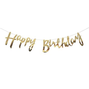 Girlanda narozeniny - happy birthday - zlatá, 150 cm