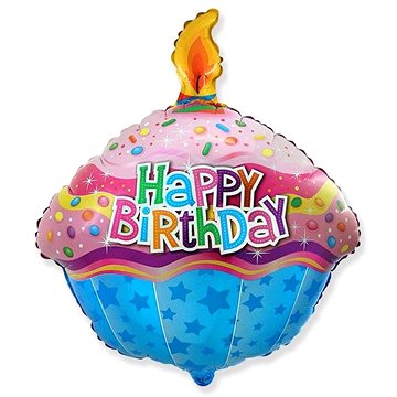 Balón foliový 60 cm - happy birthday - narozeniny - dort - muffin - cupcake