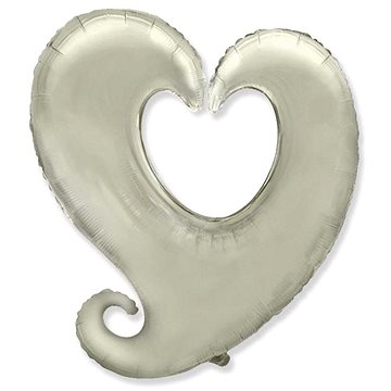 Balón foliový srdce zatočené - stříbrné 90 cm