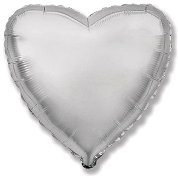 Balón foliový 45 cm srdce stříbrné - valentýn / svatba