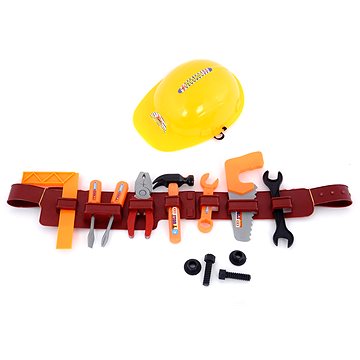 E-shop Werkzeug-Set mit Helm und Werkzeuggürtel - 17 cm x 9 cm x 60 cm