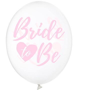 Nafukovací balóny, 30cm, Bride To be, průhledný s růžovým nápisem, 6 ks