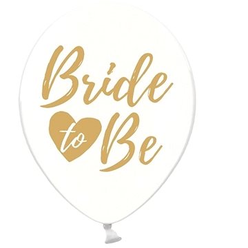 Nafukovací balóny, 30cm, Bride To be, průhledný se zlatým nápisem, 6 ks