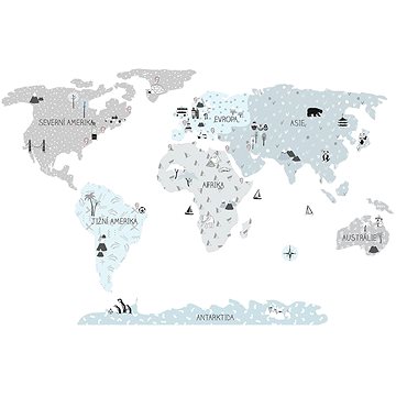 Kopko samolepky na zeď mapa světa - colors