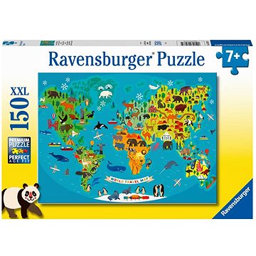 E-shop Ravensburger Puzzle 132874 Tierische Weltkarte 150 Teile