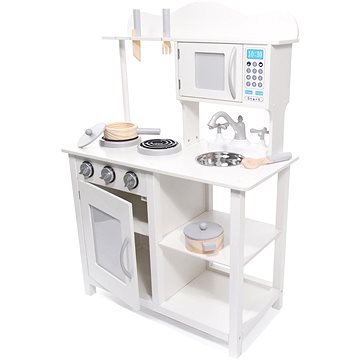 KIK KX6490 Dětská dřevěná kuchyňka s příslušenstvím XL 85 cm bílá
