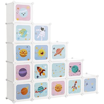 Songmics, Organizér na hračky 15 boxů, vesmír 123 x 31 x 123 cm
