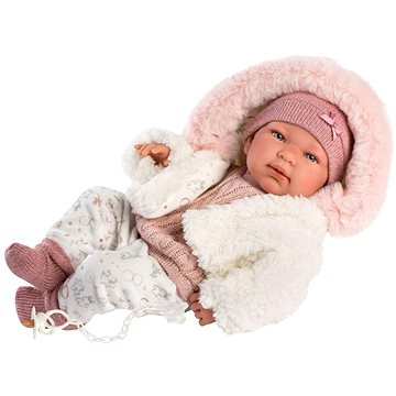 84334 New Born holčička realistická panenka miminko s celovinylovým tělem, 43 cm