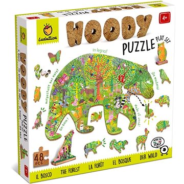 Ludattica Woody Lesní Zvířátka, dřevěné puzzle, 48 dílků