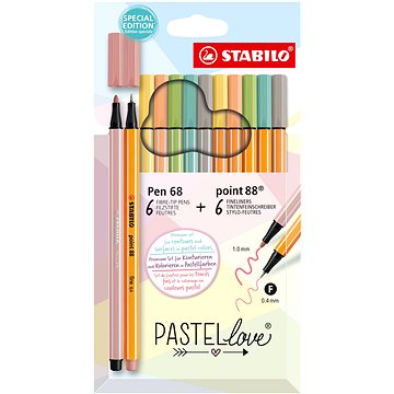 E-shop STABILO point 88 & STABILO Pen 68 - Pastellove - 12er-Set - 6 Stück point 88, 6 Stück Pen 68