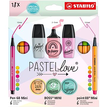 E-shop STABILO Pastellove - 18 Stück - feine Liner, hochwertige Fasermarker und Textmarker