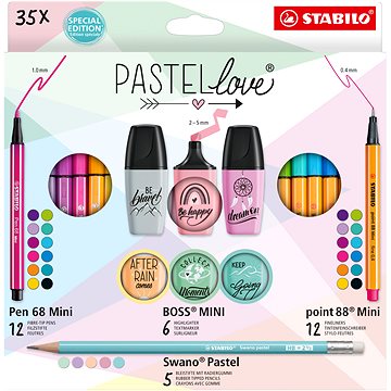 E-shop STABILO Pastellove - 35 Stück - Feinminenstifte, Premium Fasermarker, Textmarker und Graphitstifte